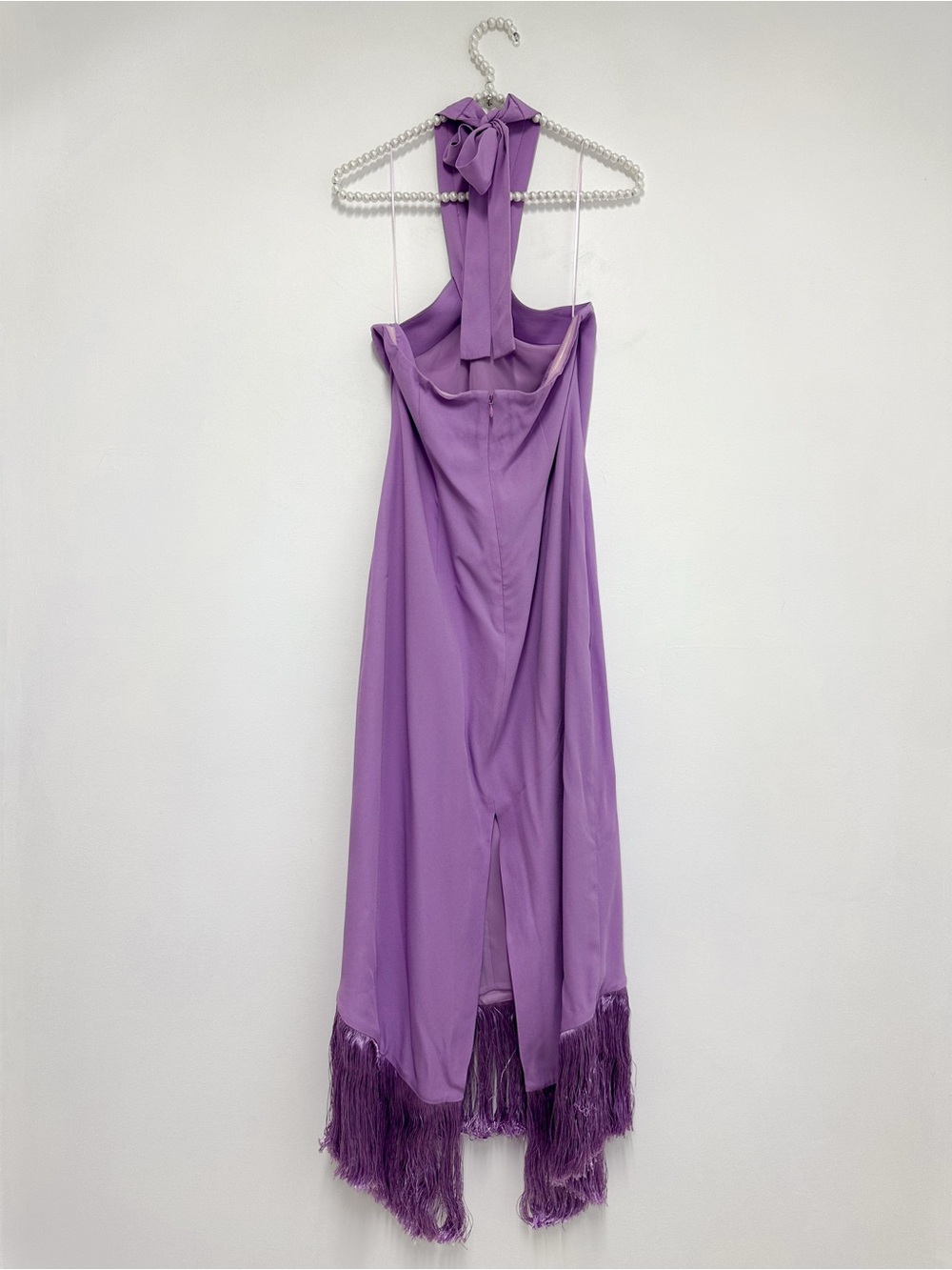 J. Crew Collection Halter Neck Fringe Hem Crepe Dress in Purple - Picture 4 of 7